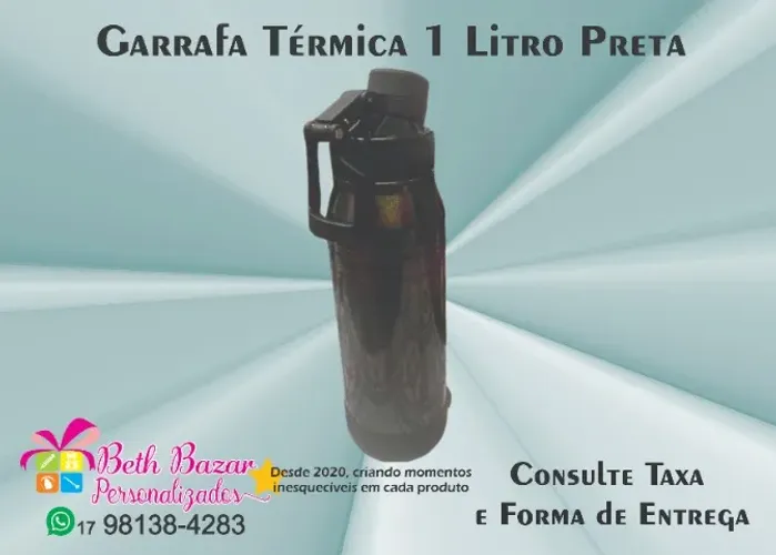 Garrafa Térmica 1 Litro Preta