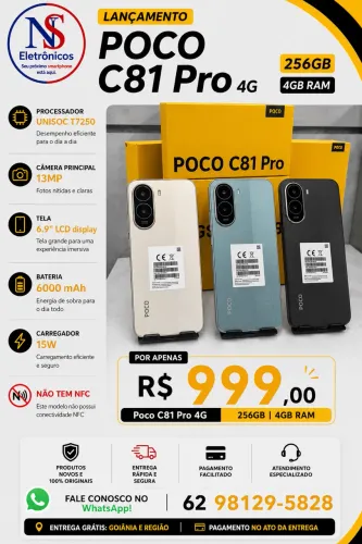 Celular Poco c81 PRO 256/04 Novo Entregamos Grátis Garantia