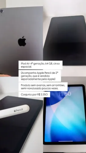 Airpad air 4°geração tablet 64GB com apple pencil