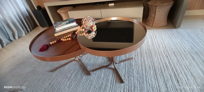 Conjunto mesa centro espelhada