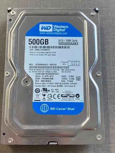 HD 3.5 - SATA 500 GB - PC/ CAMERAS - SAÚDAVEL - MARCAS DIVERSAS (Modelo grande)