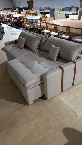 Sofá Itália Bege/Cinza 2.40mt