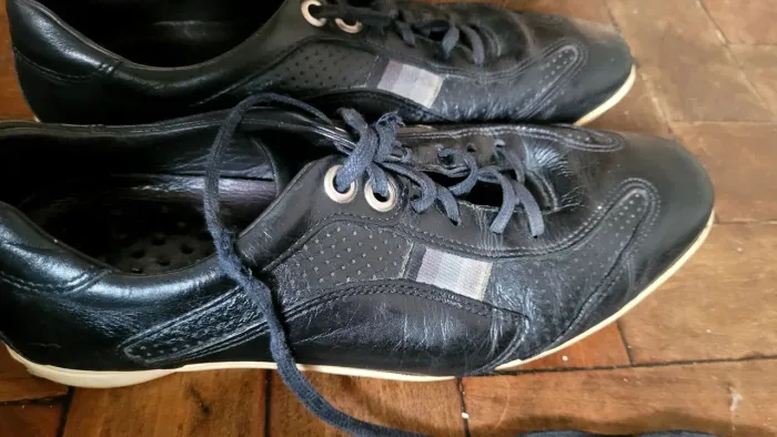 Sapatênos couro parâmetro preto