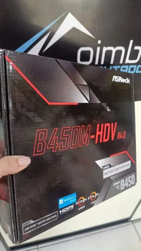 Placa Mãe Asrock B450m-hdv R4.0 B450 Amd Am4 Matx Ddr4 -Instalamos -Loja Coimbra
