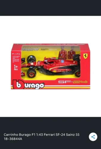 Carrinho fórmula 1 burago escala 1:43 ferrari Redbull