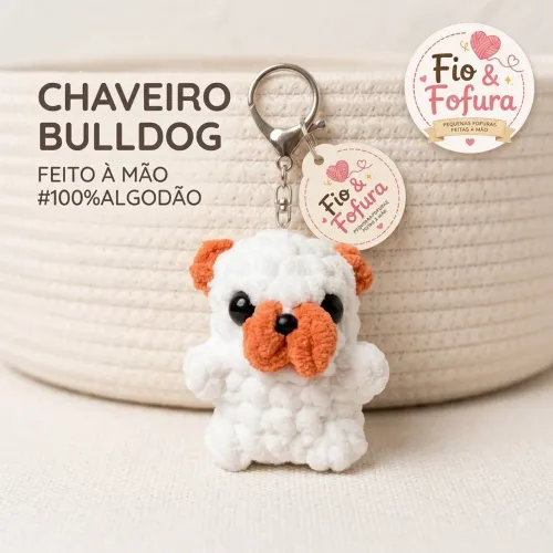 Chaveiro Cachorrinho Amigurumi de Pelúcia Feito à Mão Fofo
