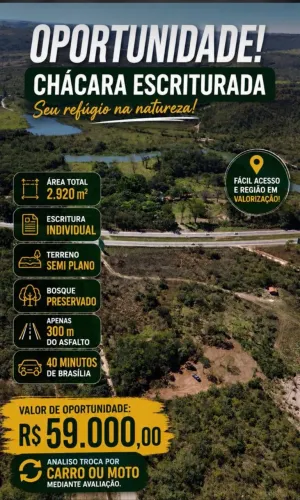 Chácara próximo a BR 060, ótima oportunidade de área para Airbnb chalé Suíço e afins 