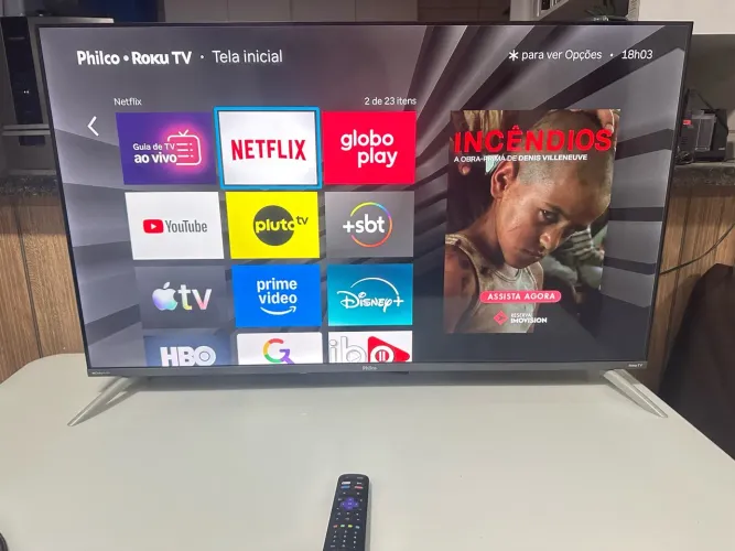 tv 50 philco smart 4k sistema roku Borda Infinita 
