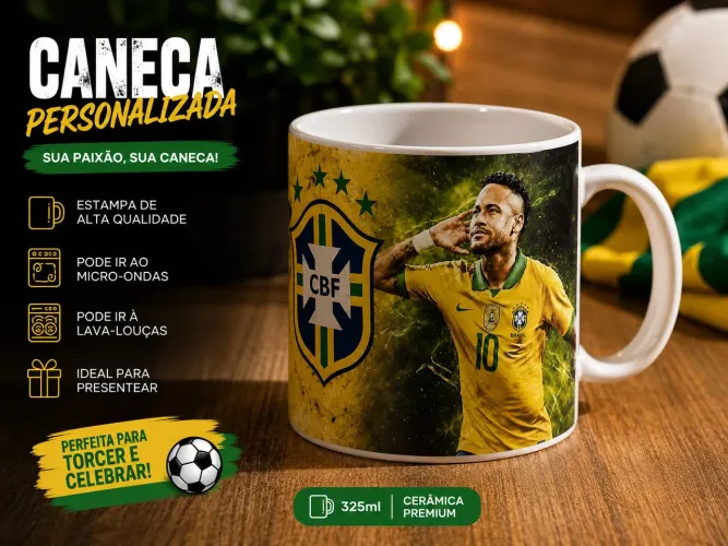 Caneca personalizada Copa Brasil Rumo Hexa 