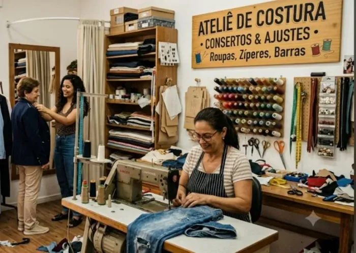 Faço consertos de roupas simples e básico.