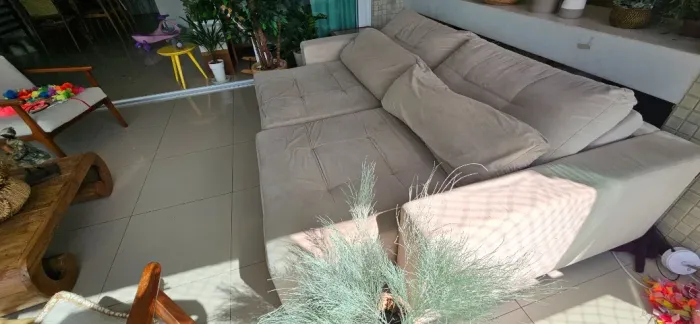 Sofá grande 5 lugares retrátil cor cinza L x P x A    2,50x1,22x0,90   chaise aberta 1,80