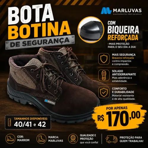 Bota botina de segurança cor marrom
