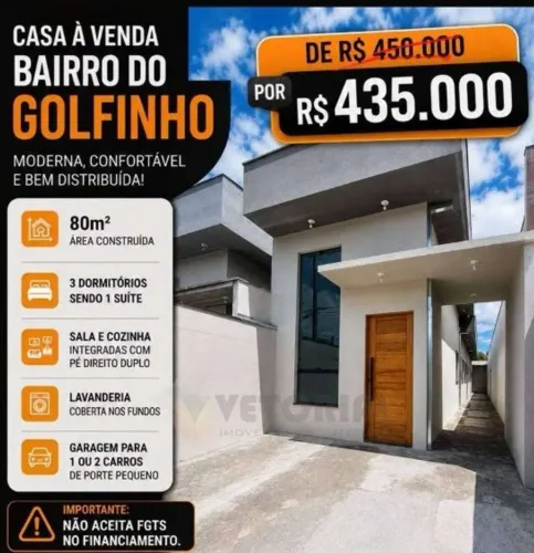Casa à venda em Caraguatatuba, Balneário dos Golfinhos, com 3 quartos, 84m²