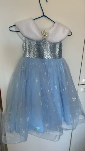Vestido Frozen festa azul Elsa princesa 4 anos + sapato 24