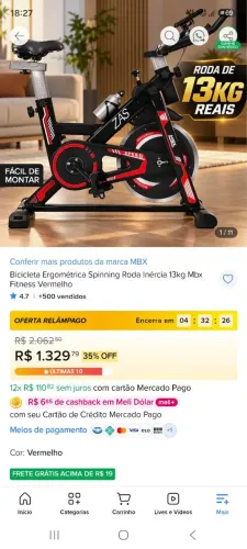 Bicicleta ergometrica roda inércia 13kg ZAS MBX metade do preço