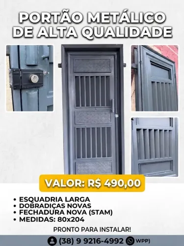 Portão social metálico 