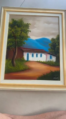 QUADRO PINTADO A MÃO - LUGAR DE PAZ E AMOR