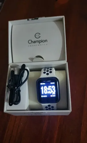Relógio Champion Pulseira Branca e Verde Smartwatch - Com cabo carregador