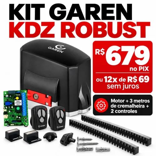 Kit Motor Garen KDZ Robust 500 kg + Cremalheira + 2 Controles
