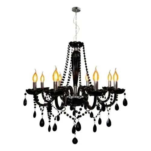 Lustre Pendente De Cristal Nice 8 Braços Bocal E14 Bivolt Preto 110v/220v