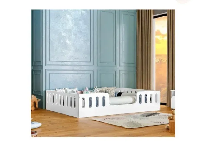 Cama Infantil Casal Montessoriana Branca