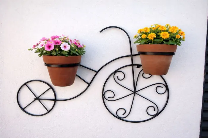 Suporte para plantas bicicleta decorativa 