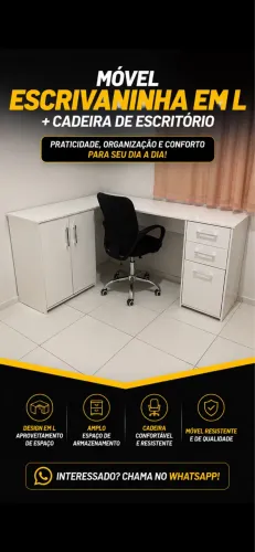 Escrivaninha em L + Cadeira de Escritório | Vendo separado