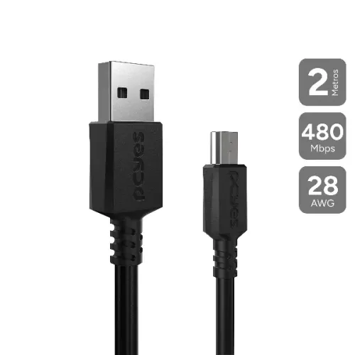 Cabo PCYES USB-A para Mini USB-B 2m PUANM2-2 (Novo)