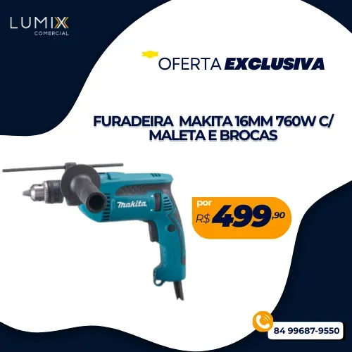 FURADEIRA MAKITA 16MM 760W C/MALETA E BROCAS
