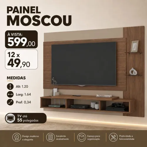 PROMOÇÃO URGENTE - Painel Moscou para TV com até 55 POLEGADAS Marrom