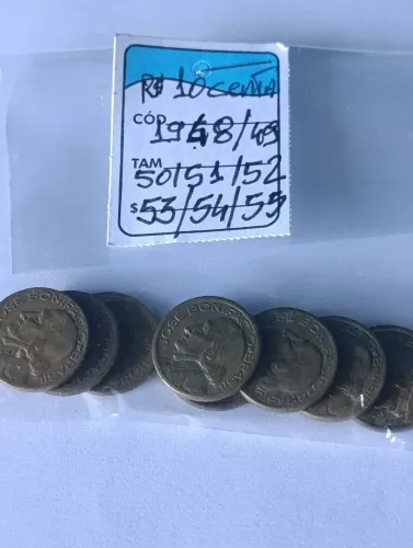 8 Moedas 10 centavos dos anos 1948/49/50/51/5/53/54/55 série ilustres José BonifacioMBC