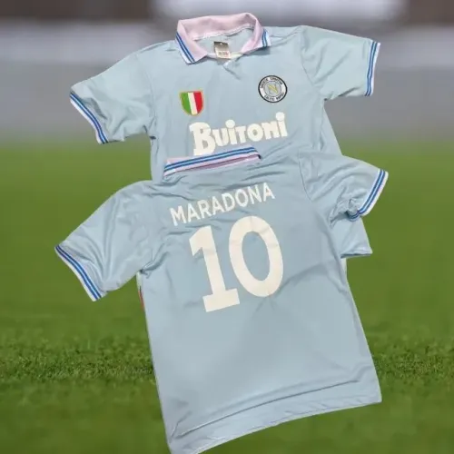 Camisa Napoli Retrô Maradona 1986/87 Azul - Home Pólo Pronta Entrega