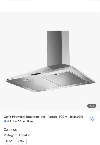 COIFA BRASTEMP PIRAMIDAL 60CM INOX