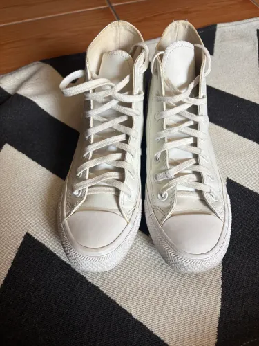 Tênis Converse All Star Branco Courino Cano Médio Tam 35