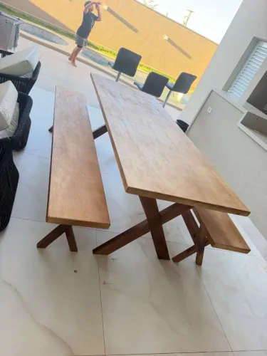Mesa com 02 Bancos Rústica 2,20m nova (Promoção de Fábrica)