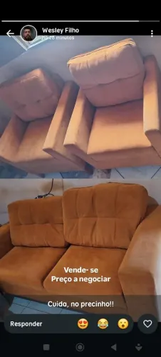 Sofá três lugares com duas poltronas