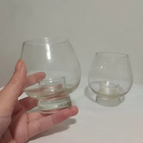 ?Par de Porta-Velas em Cristal Cá d'Oro - Mario Seguso (Com Caixa Vintage)