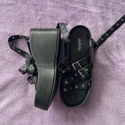 Tamanco Sandália Plataforma Marca DUBUY Feminino Preto "BLAIR" 38