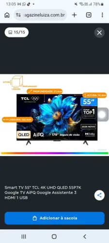 Smart TV 55 TCL 4K UHD QLED