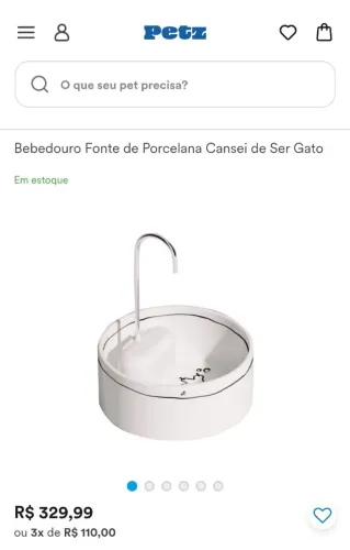 Fonte Bebedouro de Gato de Metal e Porcelana Cansei de Ser Gato