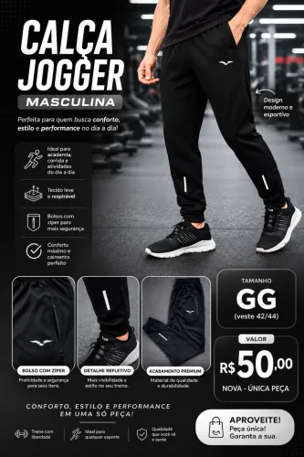 Calça Jogger Masculina Esportiva Para Academia e Corrida