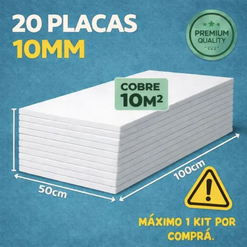 Kit 20 placas de Isopor EPS 10mm pra isolamento termico e teto