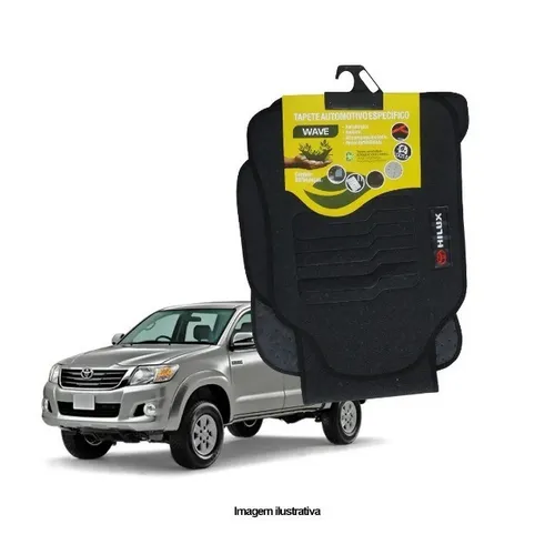 Tapete Automotivo de Borracha P/ Toyota Hilux 2005 à 2015 - Preto 3 Peças