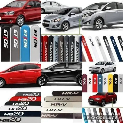 Frisos Laterais Pintados na Cor Original do Carro C/ Grafia em Alto e Baixo Relevo