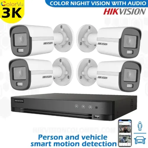 cameras Hikvision 3k c/ Audio Colorvu colorido a noite cftv kit instalado!