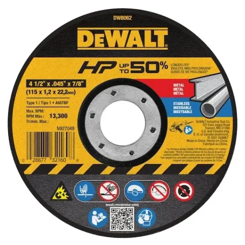 Disco de Corte HP - 4 1/2" X 1,2mm X 7/8"-Dewalt