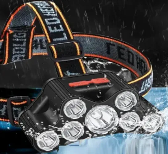 * Lanterna de Cabeça Recarregável com 7 LEDs / Pesca Bike Bicicleta Esportes z625 