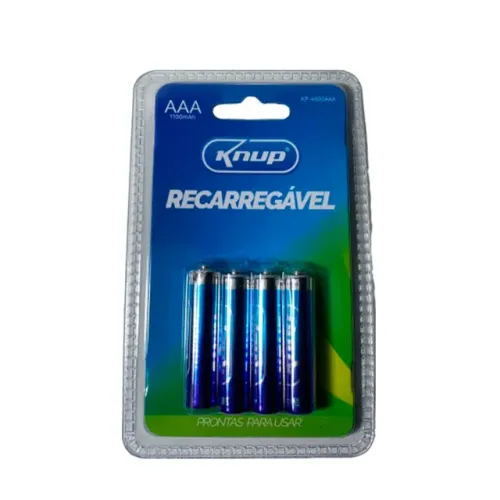 4 Unidades Pilha Recarregável AAA 4UND Knup KP-4800AAA - WZetta