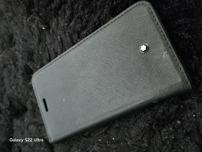 Capa carteira tipo couro montblanc para iPhone XS safiano