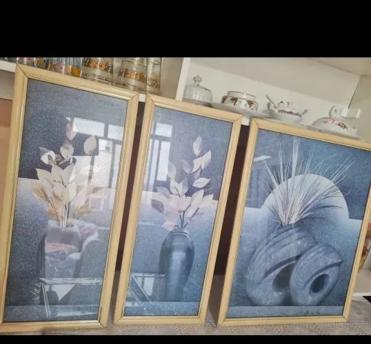 Conjunto de Quadros Decorativos com Vasos e Flores